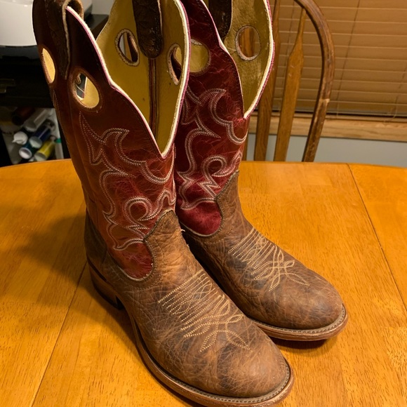 Boulet Shoes - Womens Size 8 Boulet Western Cowboy Boots with Summumtex Insole Maroon and Brown
